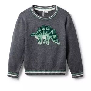 Janie and Jack Gray Dinosaur Kids Sweater
